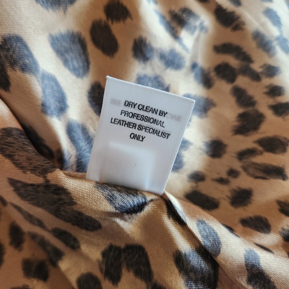 PowWow Leather Jacket Women's 6 Gold Bronze Short Moto Leopard‎ Lining Biker Zip - Picture 6 of 14